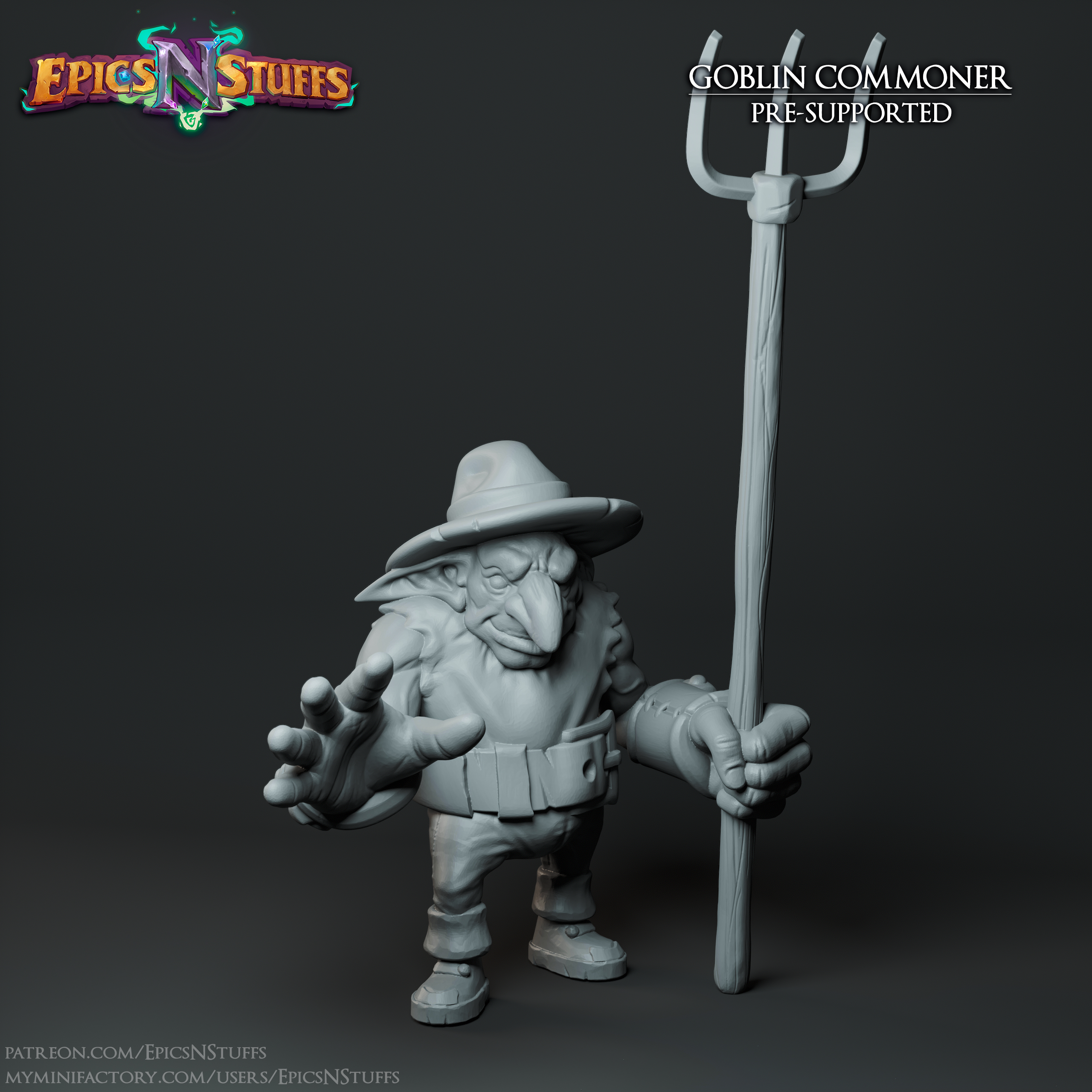 Goblin Commoner 1 Miniature - pre-supported